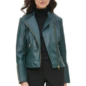 Calvin Klein Black Faux Leather Moto Jacket